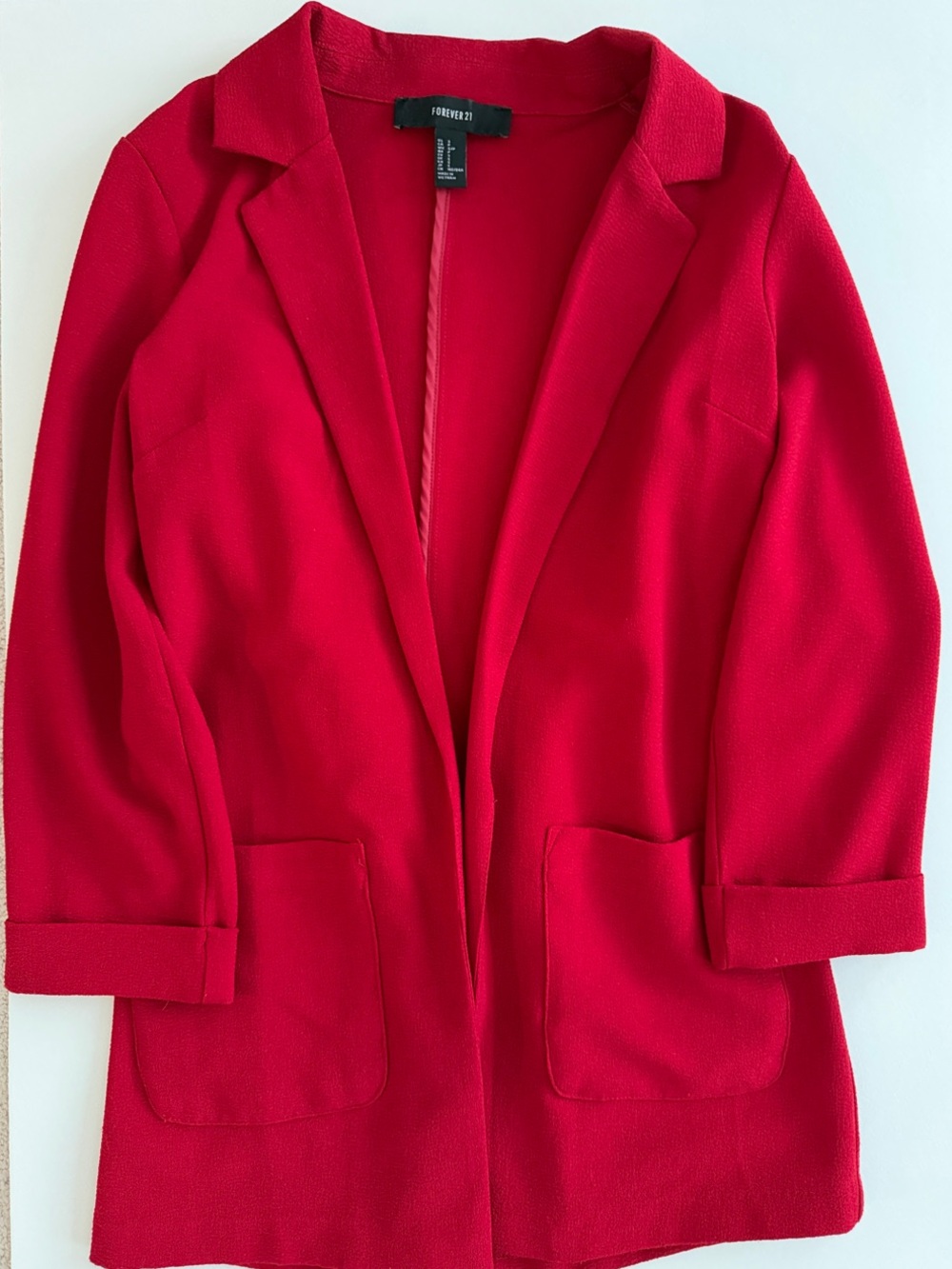 Forever 21 Bright Red Open-Front Blazer Jacket